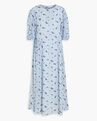 Ganni Floral-print georgette midi dress - Blue Blue