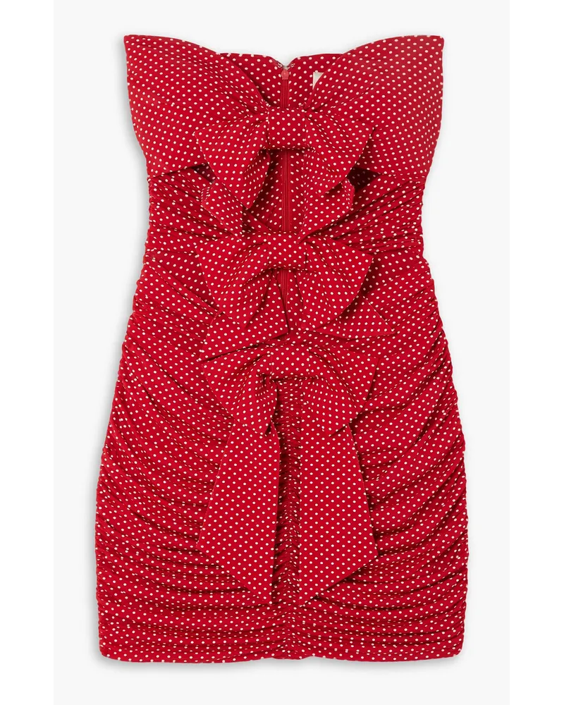 Alexandre Vauthier Strapless bow-detailed cutout polka-dot stretch-jersey mini dress - Red Red