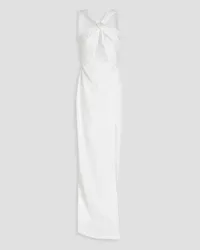 RASARIO Ring-embellished cutout twisted crepe-satin gown - White White