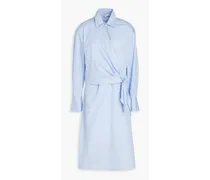 Wrap-effect cotton-poplin shirt dress - Blue