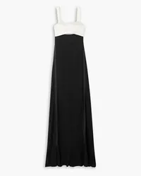 Victoria Beckham Cutout two-tone satin and crepe maxi dress - Black Black