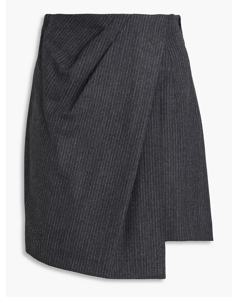 IRO Wrap-effect pinstriped stretch-wool flannel mini skirt - Gray Gray