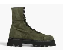 Pearlogy suede combat boots - Green