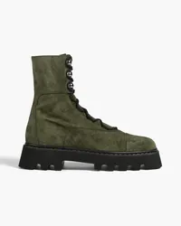 Nicholas Kirkwood Pearlogy suede combat boots - Green Green