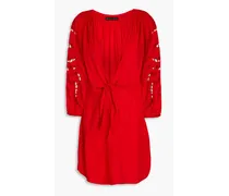 Alice knotted woven coverup - Red