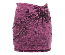 Ruched tie-dyed denim mini skirt - Purple