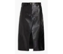 Appliquéd faux leather midi skirt - Black