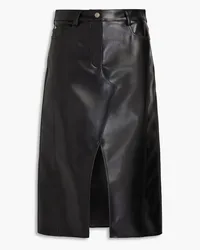 MSGM Appliquéd faux leather midi skirt - Black Black