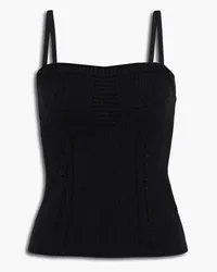 Valentino Garavani Ribbed-paneled wool and cashmere-blend top - Black Black