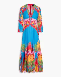 Etro Printed cotton and silk-blend mousseline midi dress - Blue Blue