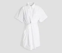 Twist-front cotton-poplin mini shirt dress - White