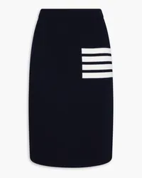 Thom Browne Striped waffle-knit wool-blend pencil skirt - Blue Blue