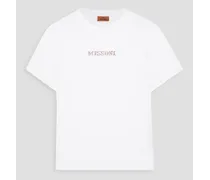 Embroidered cotton-jersey T-shirt - White