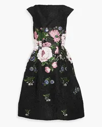 Oscar de la Renta Embroidered fil coupé cloqué dress - Black Black