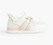 Clarita bow-embellished perforated leather slip-on sneakers - Pink