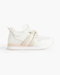 Alexandre Birman Clarita bow-embellished perforated leather slip-on sneakers - Pink Pink