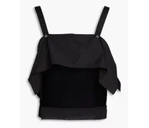 Layered voile and poplin top - Black