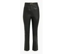 Belted leather slim-leg pants - Black