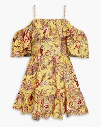 Ulla Johnson Lila cold-shoulder floral-print cotton-poplin mini dress - Yellow Yellow