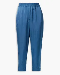 Nili Lotan Safi cropped satin tapered pants - Blue Blue