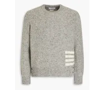 Striped Donegal wool and mohair-blend sweater - Gray