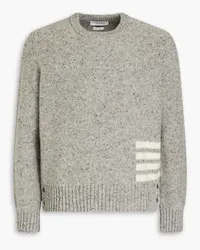 Thom Browne Striped Donegal wool and mohair-blend sweater - Gray Gray