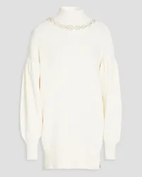 Simone Rocha Oversized embellished ribbed-knit turtleneck sweater - White White