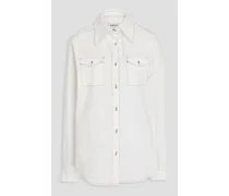 Topstitched stretch-cotton poplin shirt - White