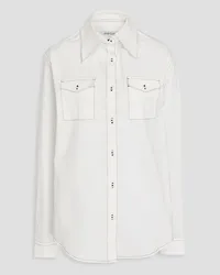 Anna Quan Topstitched stretch-cotton poplin shirt - White White