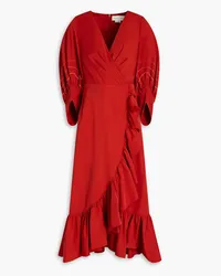 Sachin & Babi Jane wrap-effect ruffled twill midi dress - Red Red