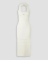 Victoria Beckham Scalloped pointelle-knit halterneck midi dress - White White