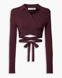 Philosophy Di Lorenzo Serafini Cropped ribbed-knit wrap top - Purple Purple