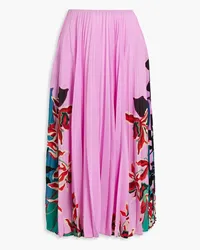 Valentino Garavani Pleated floral-print silk-chiffon midi skirt - Pink Pink