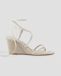 Porte & Paire Leather wedge espadrille sandals - White White