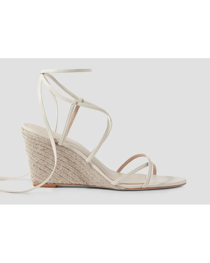 Porte & Paire Leather wedge espadrille sandals - White White