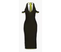 Yessi cutout two-tone jersey midi dress - Black