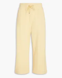 Frame Denim Cropped French cotton-terry track pants - Yellow Yellow