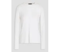 Ribbed linen-blend sweater - White