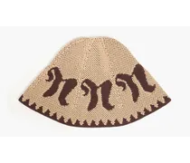 Jacquard-knit cotton-blend bucket hat - Brown