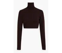 Cropped jersey turtleneck top - Brown