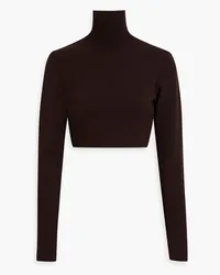 Zeynep Arcay Cropped jersey turtleneck top - Brown Brown