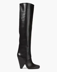 Balmain Leather knee boots - Black Black