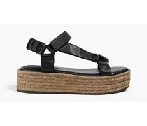 Bead-embellished leather platform sandals - Black