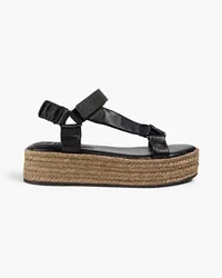 Brunello Cucinelli Bead-embellished leather platform sandals - Black Black