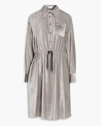 Brunello Cucinelli Bead-embellished corduroy shirt dress - Gray Gray