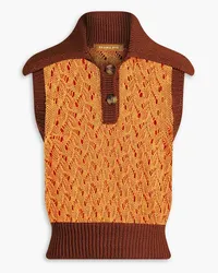 REJINA PYO Elfie two-tone cropped crochet-knit vest - Orange Orange