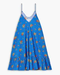 Caroline Constas Laurel floral-print cotton-blend poplin mini dress - Blue Blue