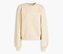 Striped metallic organic cotton-blend fleece sweatshirt - Neutral