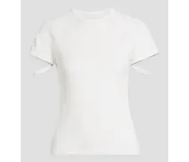 Zip-detailed cutout cotton-jersey T-shirt - White