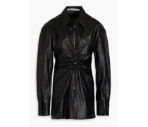 Ruched leather shirt - Black